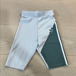 Blue and teal Adidas biker shorts